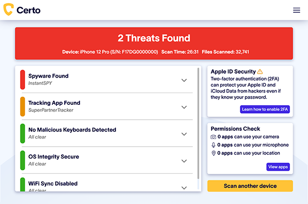 Interpreting scan results for how to unhack your phone