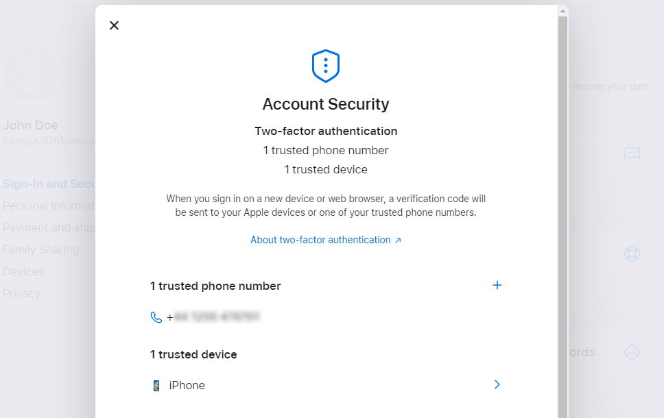 Apple account security trusted devices