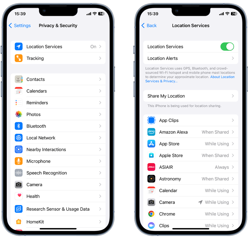 How to disable location services iPhone