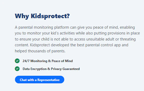 Marketing copy from KidsProtect’s website (Source :Certo). 